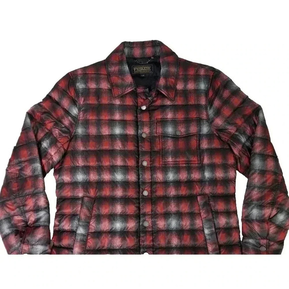 Pendleton Montecello Red Plaid Down Filled Quilted Puffer Jacket Men's Size L - Picture 3 of 8